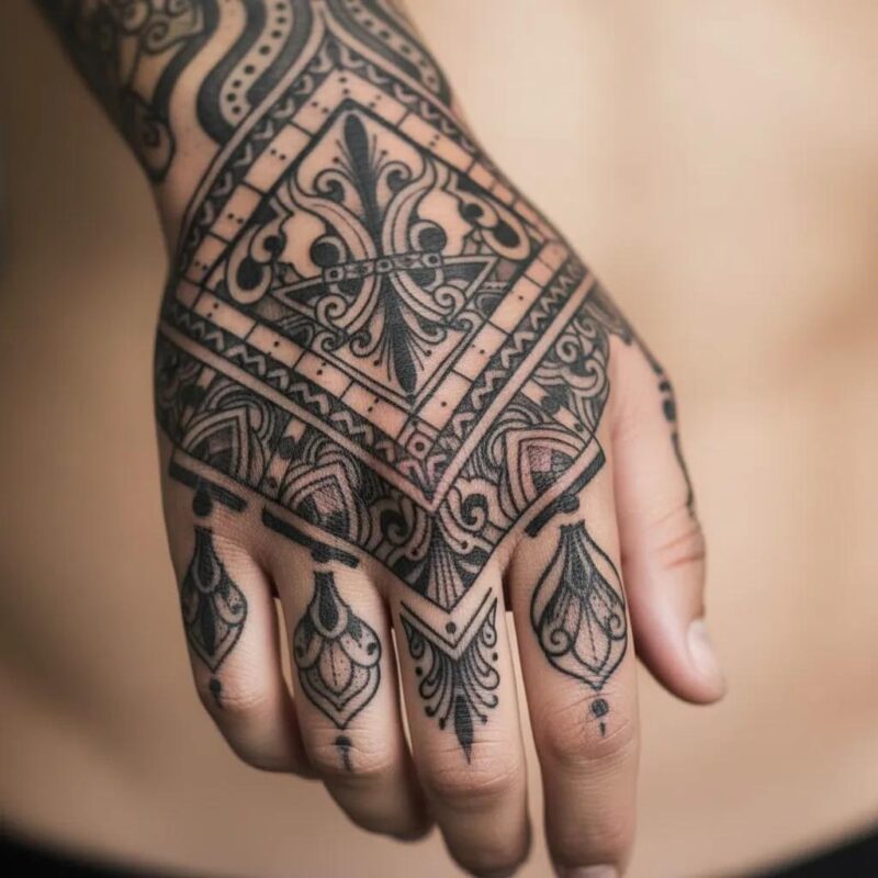Blackwork hand tattoo 2