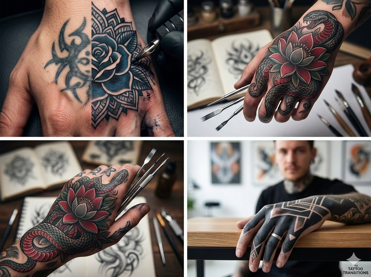 hand tattoo cover up