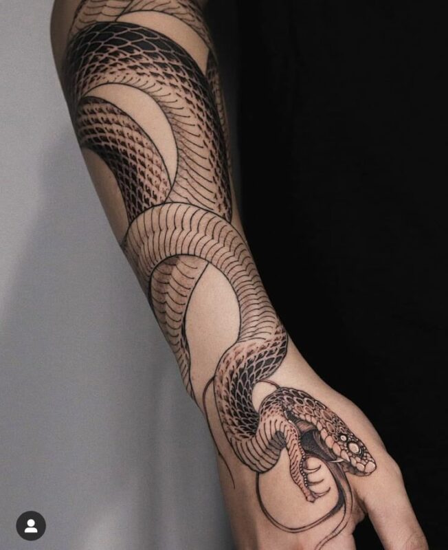 Snake Hand Tattoo 1
