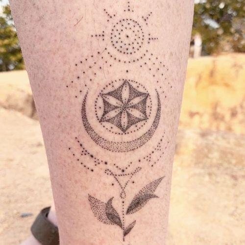 Celestial Handpoke Tattoo