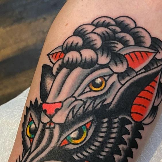 Traditional Wolf Tattoo 2