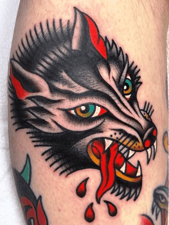 Traditional Wolf Tattoo 3