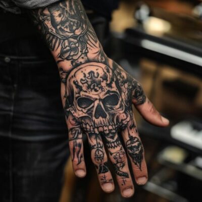 Blackwork hand tattoo 3