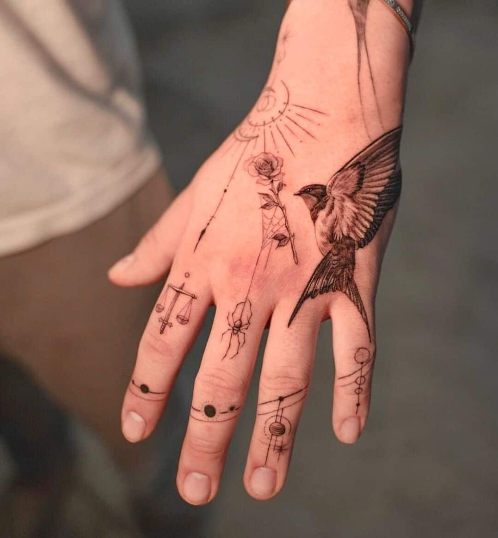 Hand and finger tattoos