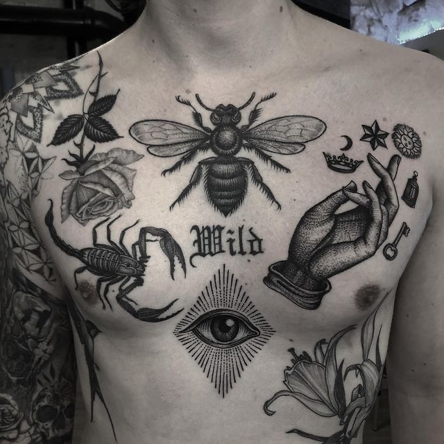 Tattoos between breast men