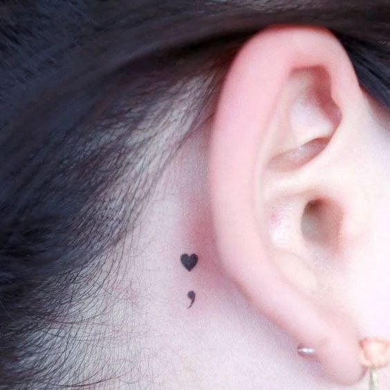 heart semicolon tattoo