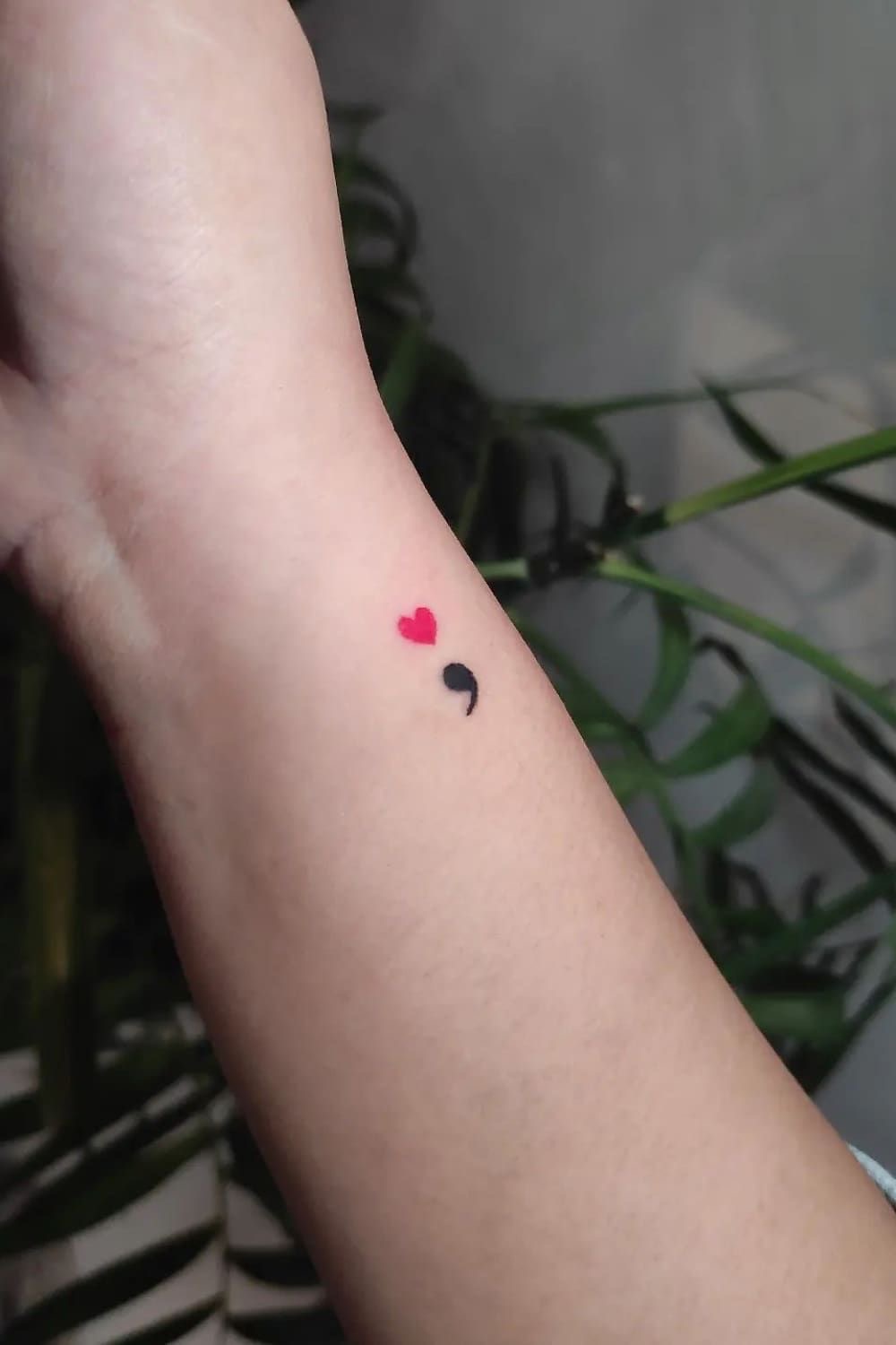 heart semicolon tattoo