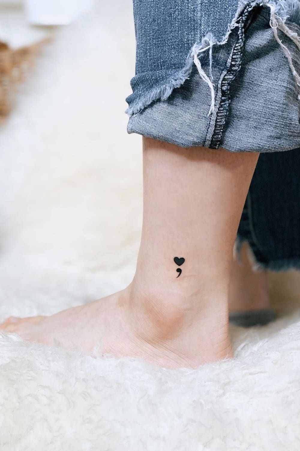 heart semicolon tattoo