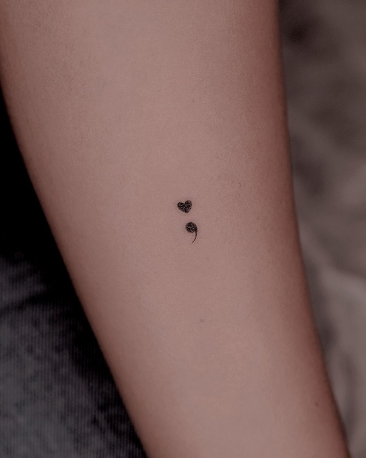 heart semicolon tattoo