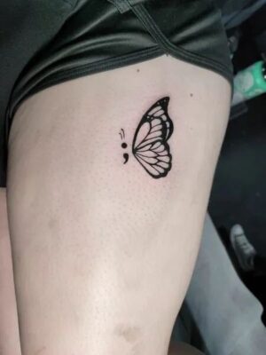 semicolon butterfly tattoo