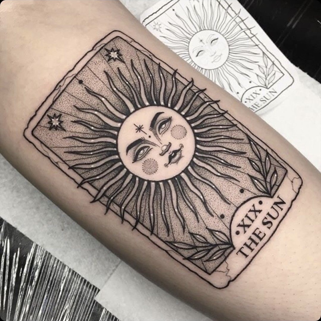 bohemian sun and moon tattoo