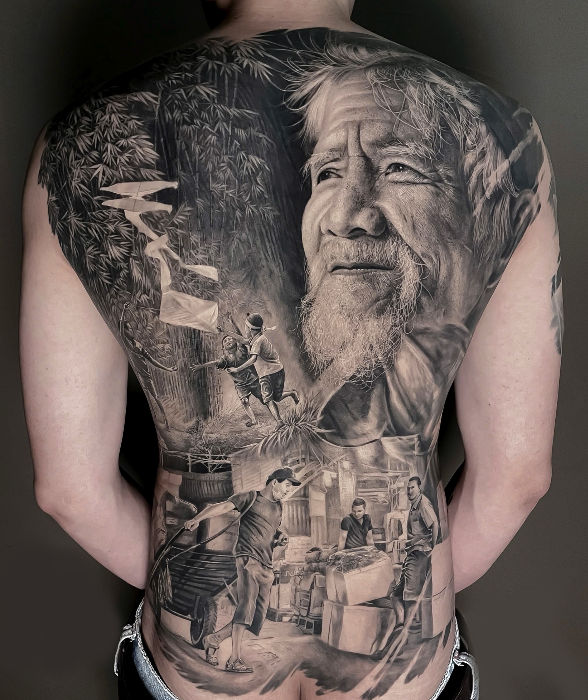 Full back tattoo male